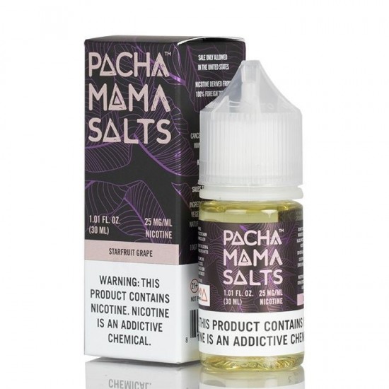 Pachamama Starfruit Grape Salt likit 30ml, 25mg nikotinli şişe.