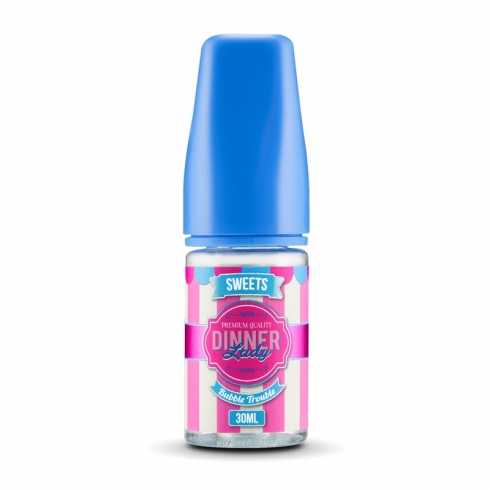 Dinner Lady Bubble Trouble Sweets Salt Likit 30ML mavi kapaklı pembe çizgili şişe.