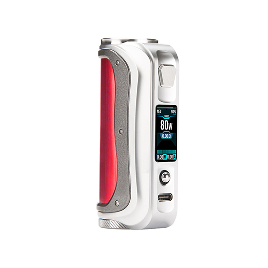 SX Mini SL Class V2 100W mod beyaz/kırmızı, dijital ekranlı, kompakt cihaz.